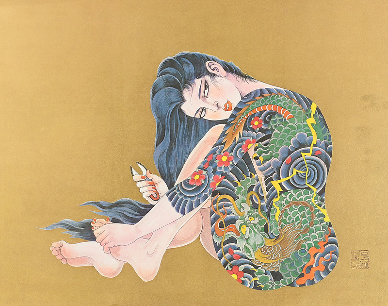 Estampe femme tatouée de Bonten Tarô - Japon