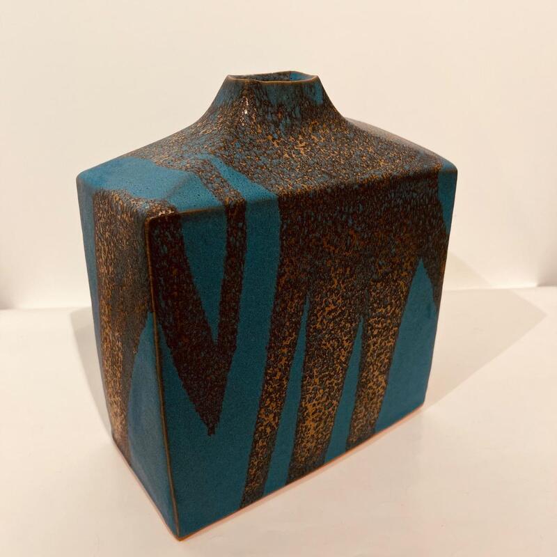 Grand vase turquoise et or Morino Taimei Hiroaki - Japon