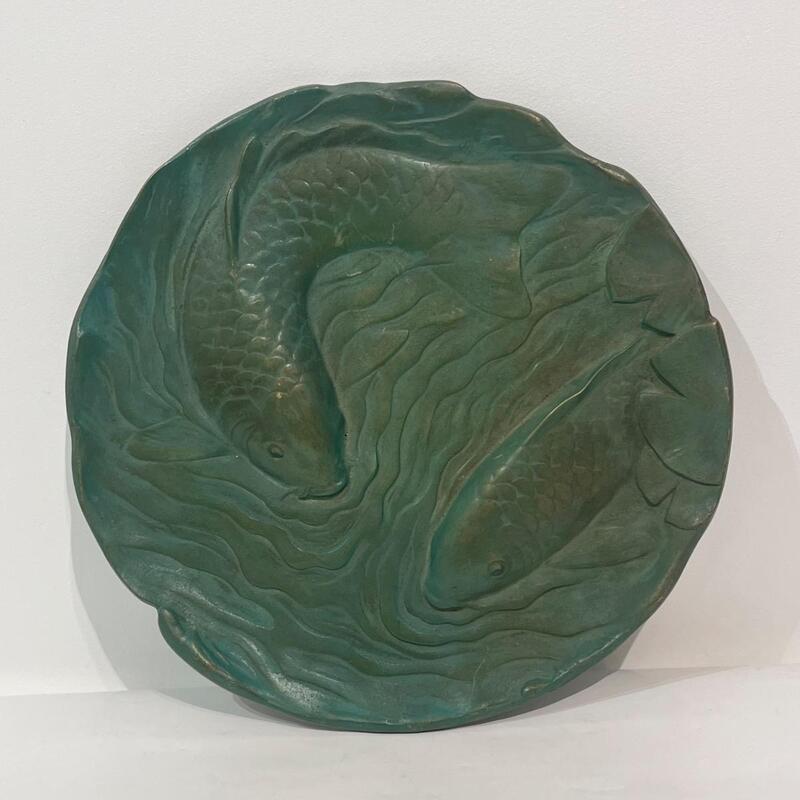 PLAT EN BRONZE CARPES KOI - JAPON