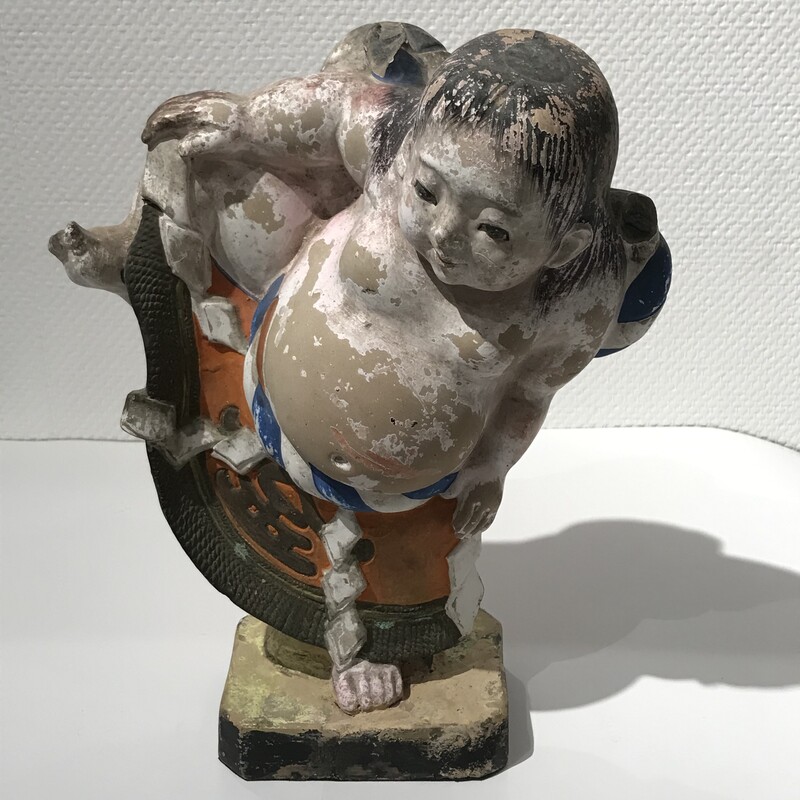 Sculpture terre cuite Kintaro Sumo